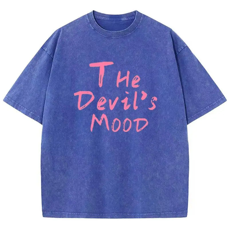 Fashion Womans Cotton Washed T-shirts - Blue / XS