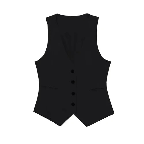 Fashion Women’s Vest Linen Sleeveless Suit Coat for Women - M / black - Other