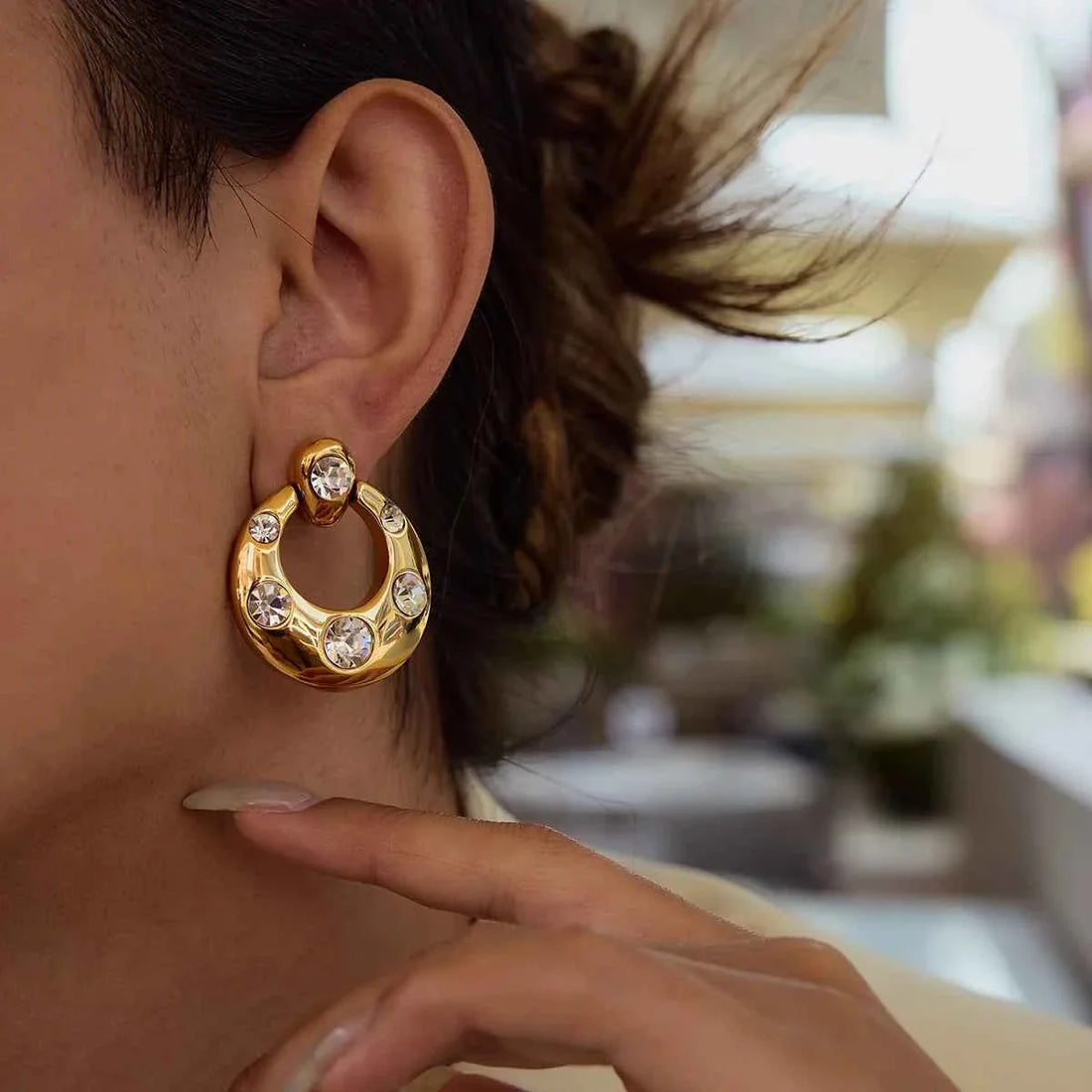 Fashion Zircon Large Earrings