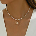 Fashionable All-match Rhinestone Dripping Sun Necklace - XL2308 Apricot - electronic accessories