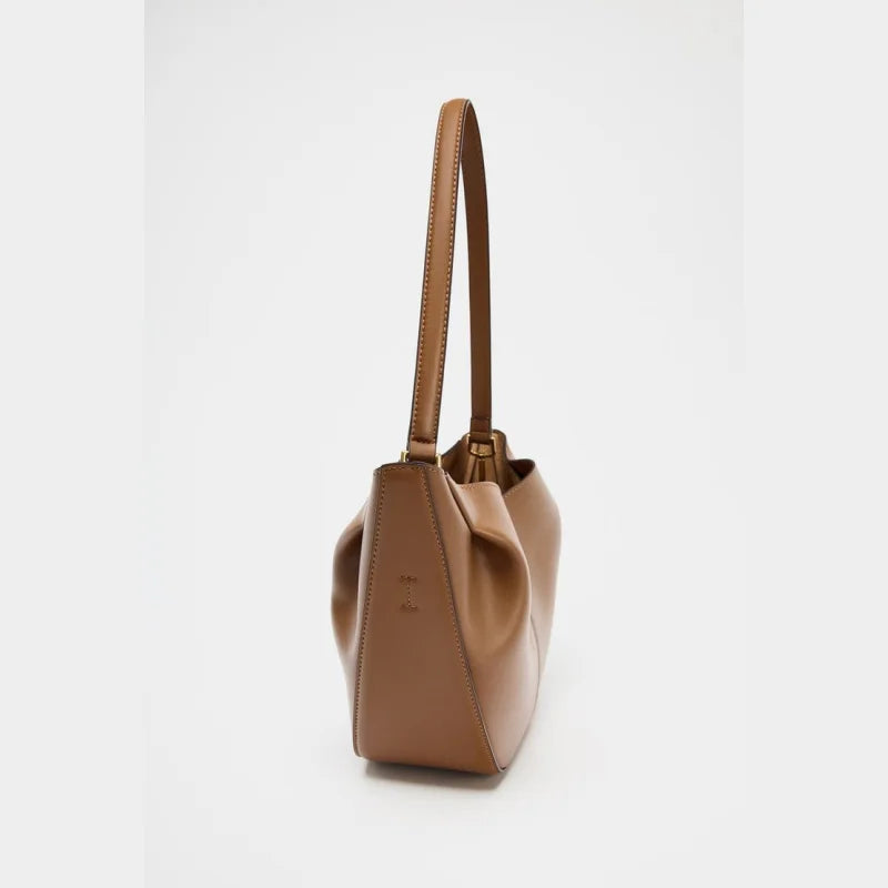 Fashionable Top Handle Bag Solid Color Simple Shoulder