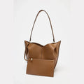 Fashionable Top Handle Bag Solid Color Simple Shoulder - DARK TAN