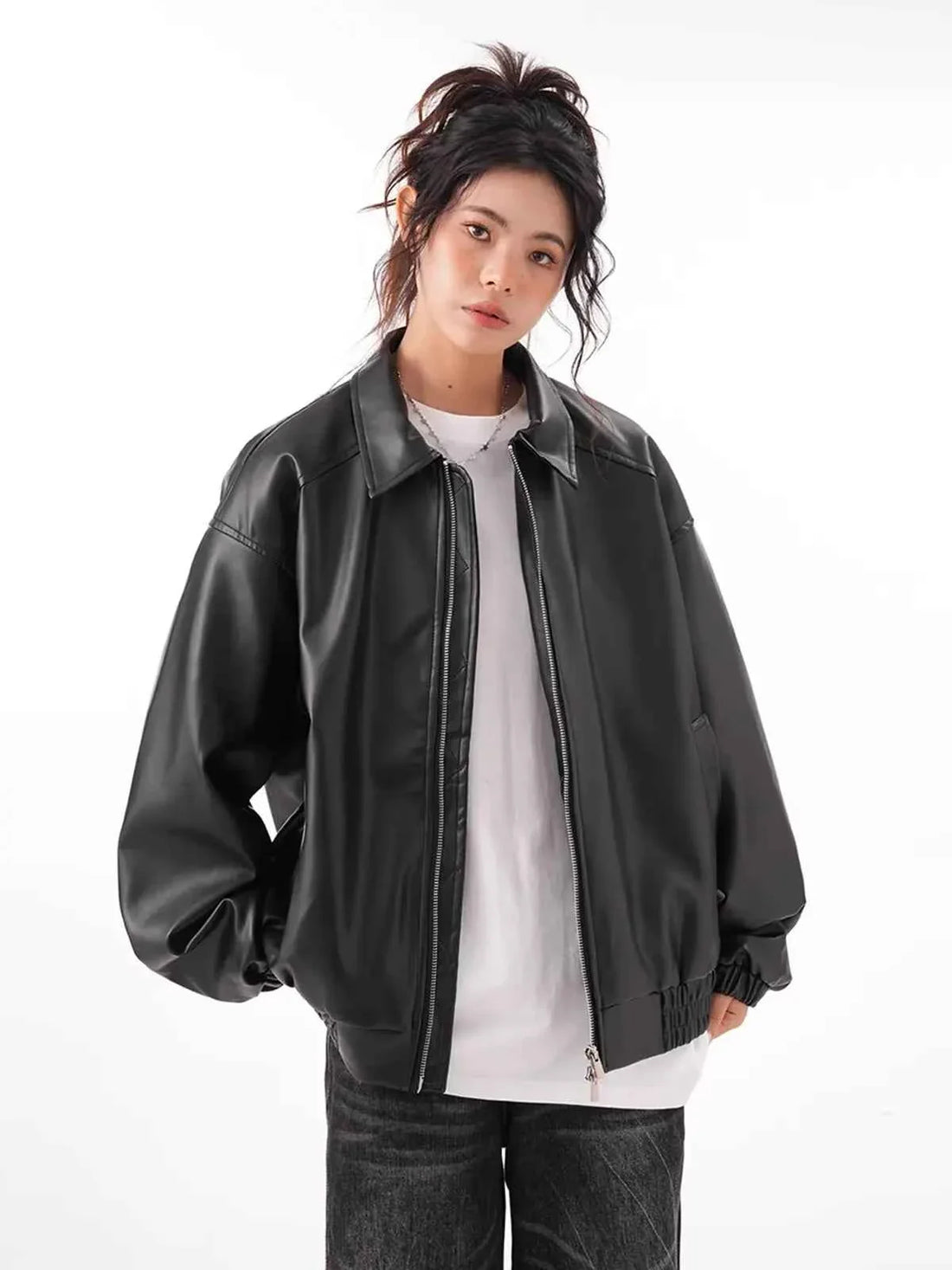 Faux PU Leather Rider Jacket For Women