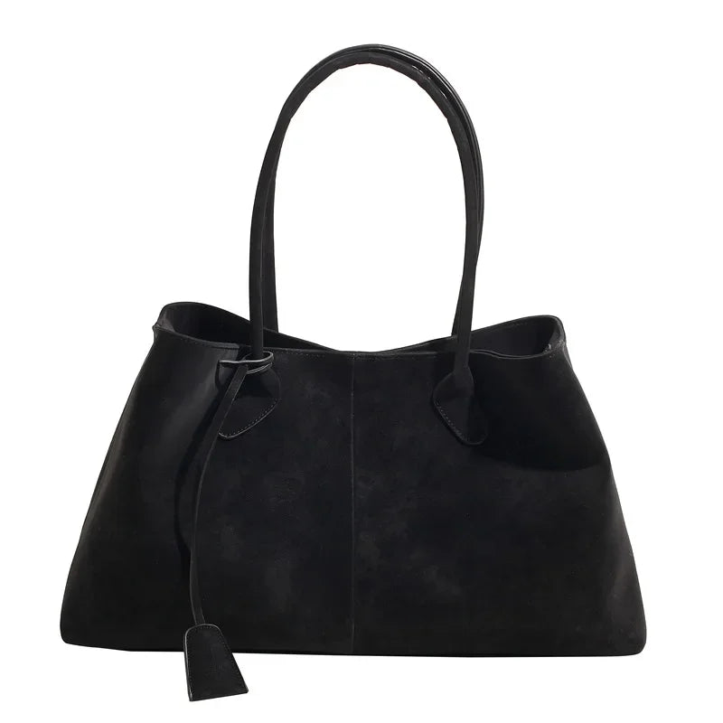 Faux Suede High Quality Handbag - Black