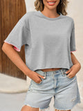 Womens Crop Tops Casual Short Sleeve  Loose Fit Basic - Norellé