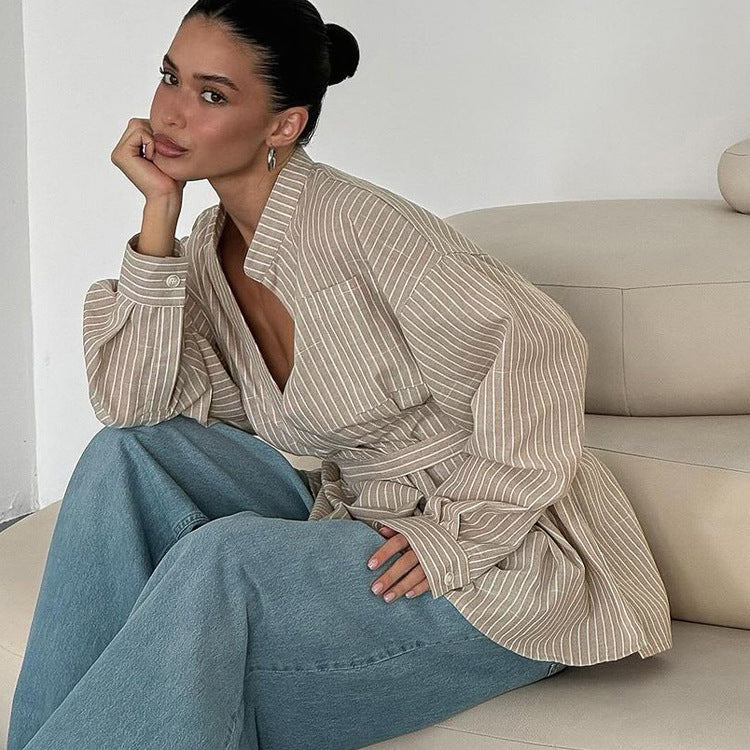 Female Simple All-match Long Sleeves Tied Top - electronic accessories