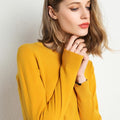 Female Slim O-neck Pullover Cashmere Wool Blending Sweater - Sweaters & Hoodies