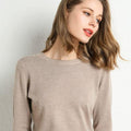 Female Slim O-neck Pullover Cashmere Wool Blending Sweater - Sweaters & Hoodies