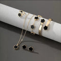 Five Petal Flower 5-piece Necklace Brace Lace Bracelet Stud Earrings Ring - electronic accessories