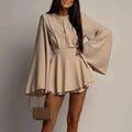 Flare Sleeve Backless Hollow Bow Dress
