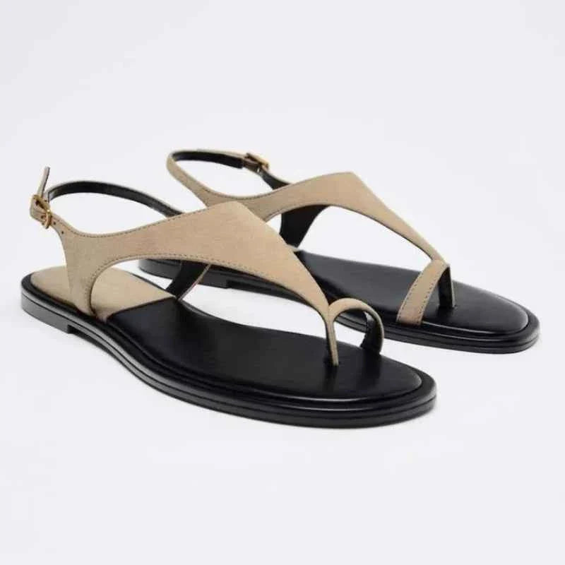 Flat Bottom Buckle Strap Women's Sandals