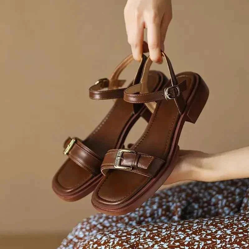 Flat Leather Sandals For Woman