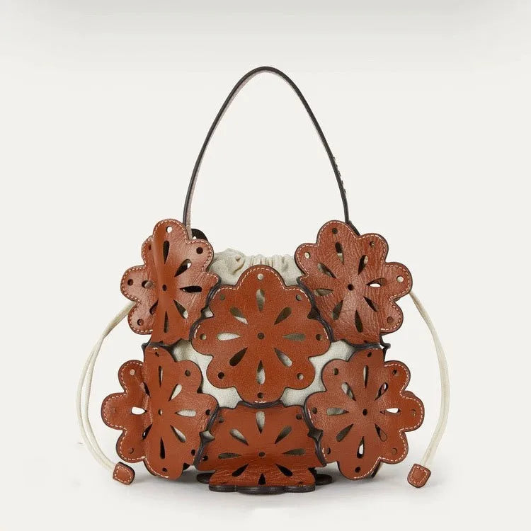 Flower Bag Luxury Handbag High Quality Fashion Women’s Shoulder - Brown