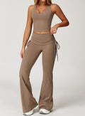 Fold High Waist Flared Pants Nude Feel Wide Leg Slimming Trousers Women - Other