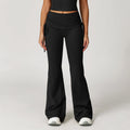 Fold High Waist Flared Pants Nude Feel Wide Leg Slimming Trousers Women - Advanced Black / L - Other