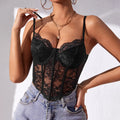 French Lace Underwire Rhomboid Fishbone Crop Top Backless - Other