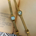 French Vintage Style Gold Dial Quartz Copper Watchband Women’s Wristwatch