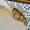 French Vintage Style Gold Dial Quartz Copper Watchband Women’s Wristwatch