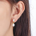 Freshwater Pearl Water Drop Pear-shaped Zircon Earrings - electronic accessories