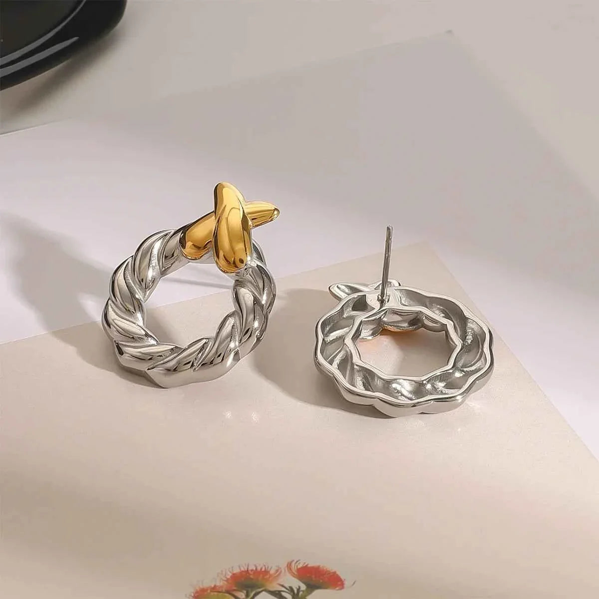 Fried Dough Twists Cross Earrings