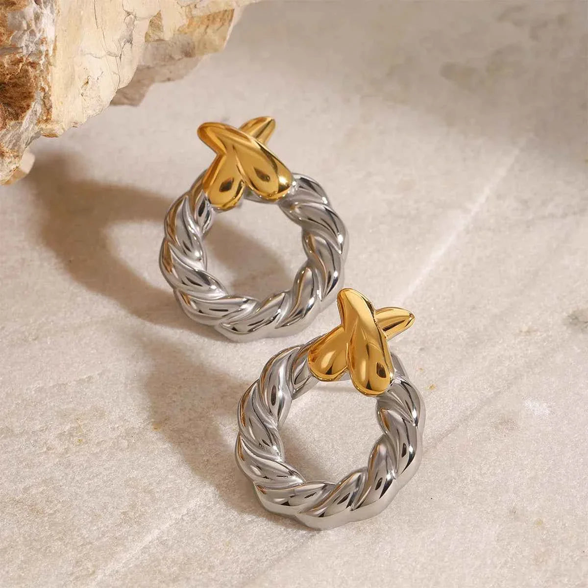 Fried Dough Twists Cross Earrings