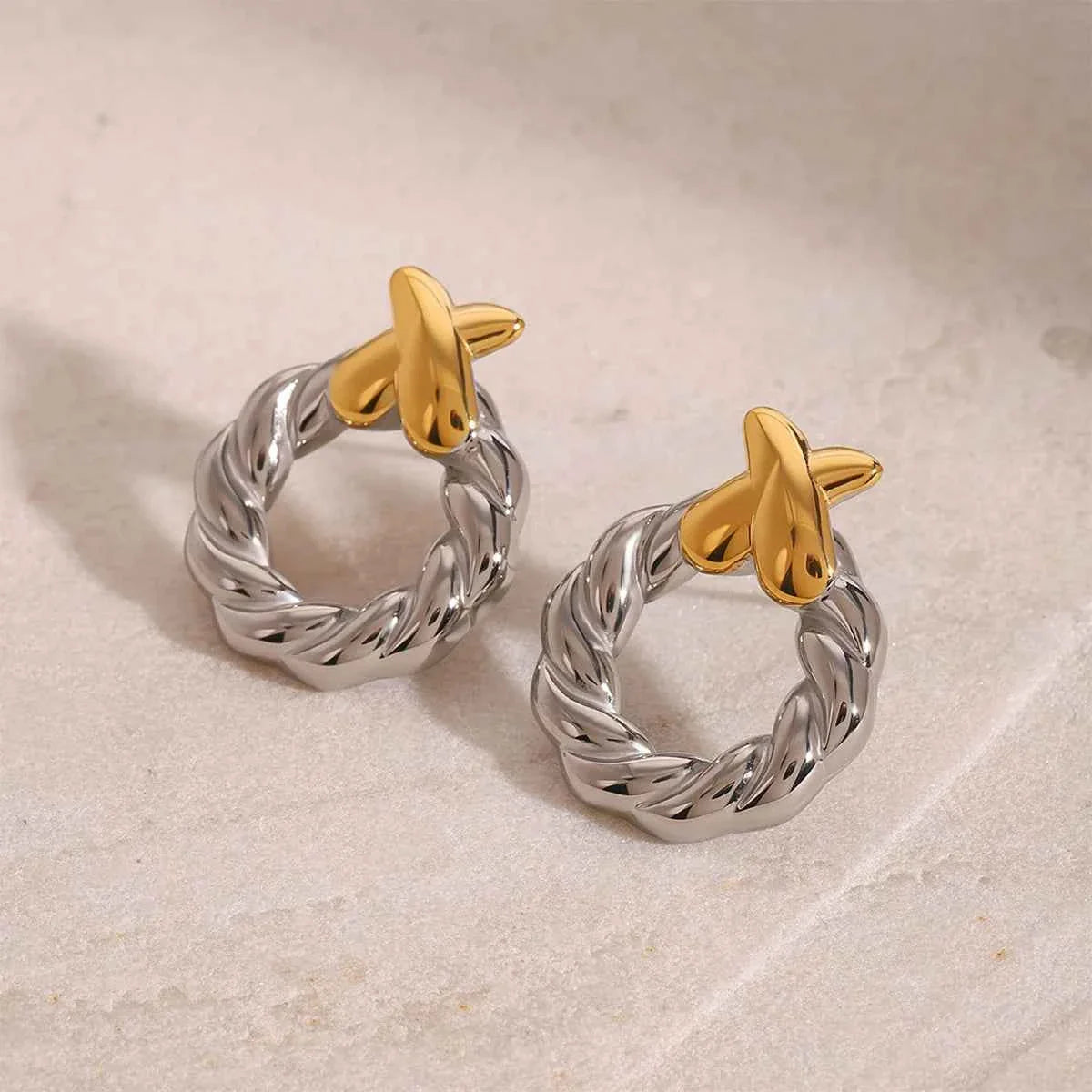 Fried Dough Twists Cross Earrings