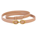 Genuine Leather Classic Oval Buckle Thin Belt - apricot / 100cm