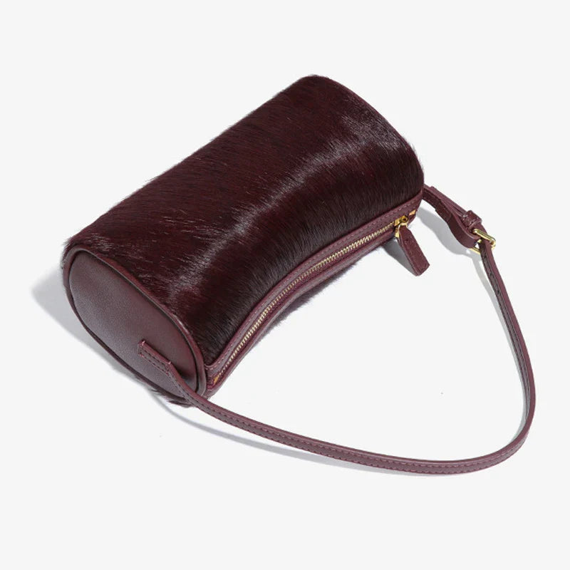 Genuine Leather Horsehair Underarm Bags For Women