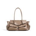 Genuine Leather Women Shoulder Bag - 9896-Khaki