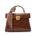 Genuine Leather Women’s Bag - Chocolate / 23.5x17.5x7.5cm