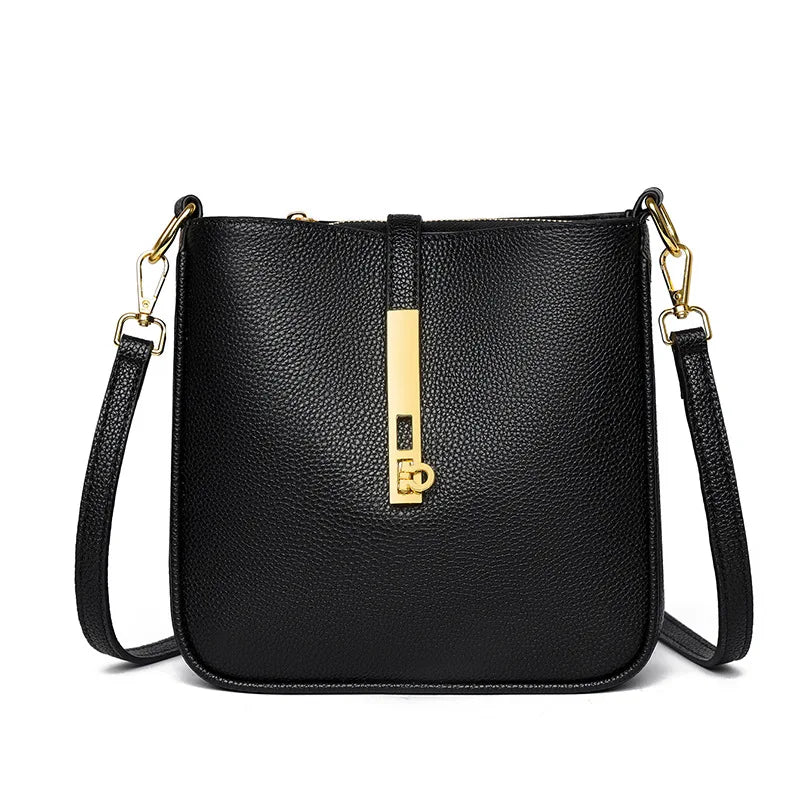Genuine Leather Women’s Crossbody Bag - black