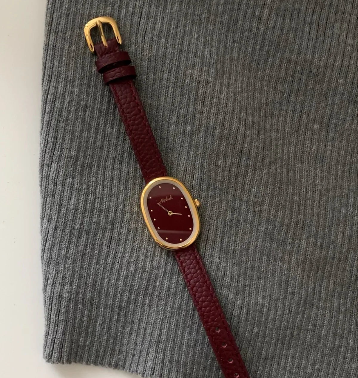 Genuine Leather Women's Red Retro Watch