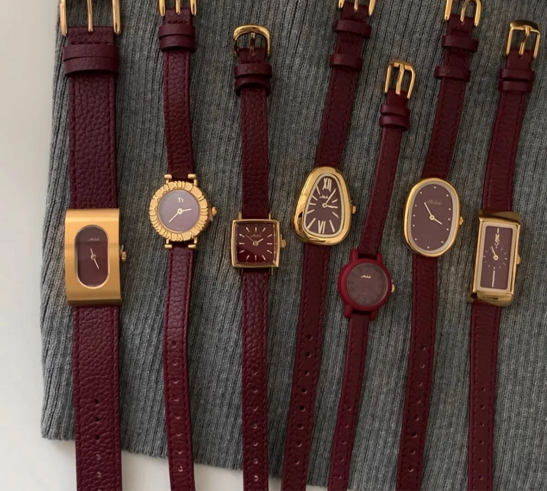 Genuine Leather Women's Red Retro Watch