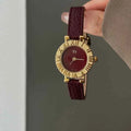 Genuine Leather Women's Red Retro Watch