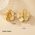 Geometric Cold Wind Electroplated Metal Plant Flower Earrings - Gold - electronic accessories