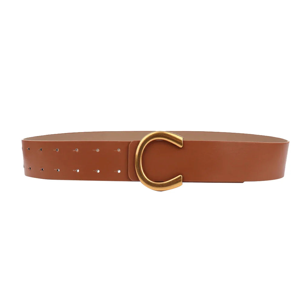 Geometric Horseshoebuckle Belt - brown.
