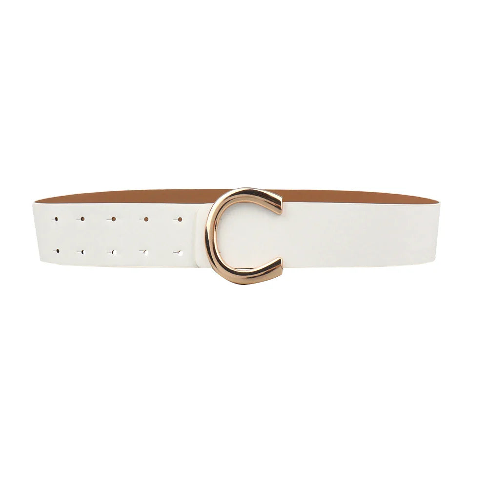 Geometric Horseshoebuckle Belt - white.