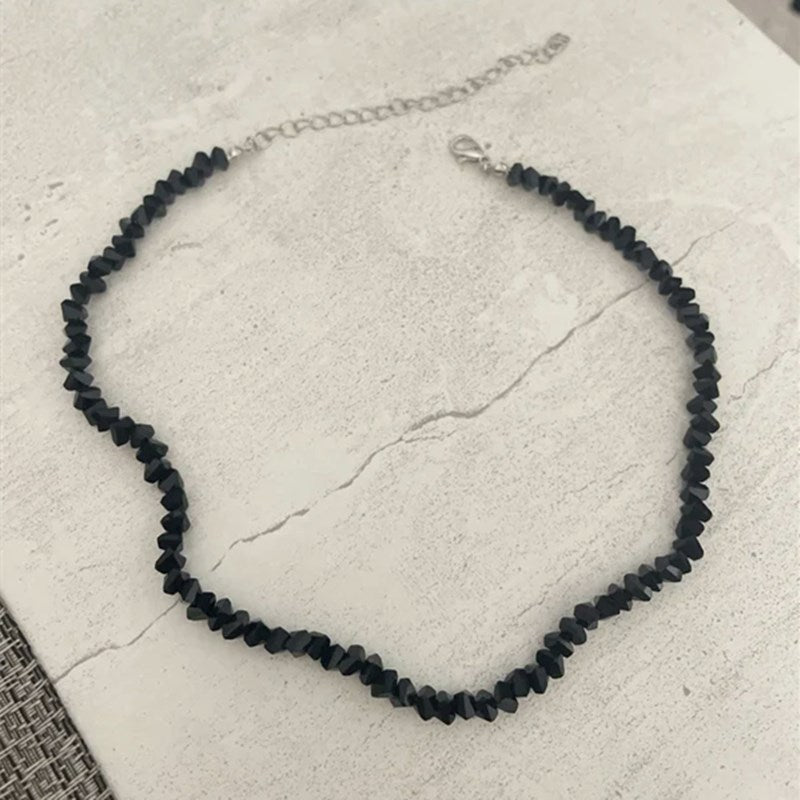 Geometric Multi-cut Glass Crystal Necklace - Black - electronic accessories