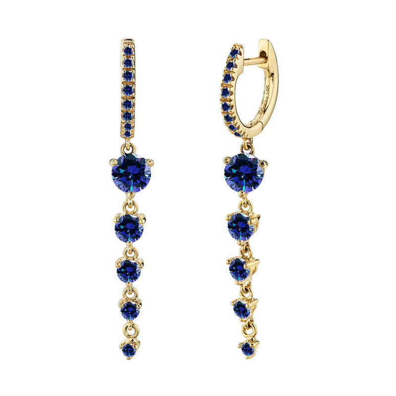 Geometric Personalized Long Earrings Women - Blue Gold - electronic accessories