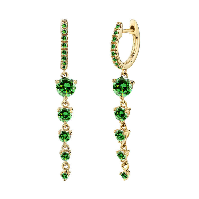 Geometric Personalized Long Earrings Women - Green Gold - electronic accessories