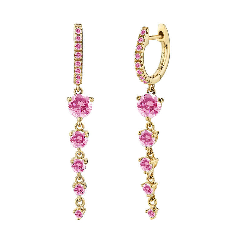 Geometric Personalized Long Earrings Women - Pink Gold - electronic accessories