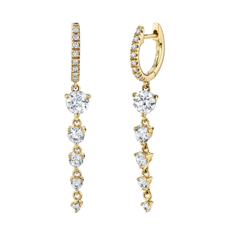 Geometric Personalized Long Earrings Women - White Zircon Yellow Gold - electronic accessories