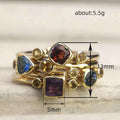 Geometric Ring Asymmetric Multicolor Gem Color - electronic accessories