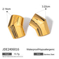 Geometric Waterproof Stainless Steel Square Stud Earrings - JDE2406016-S