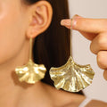 Ginkgo Leaf Alloy Texture Earrings - electronic accessories