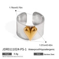 Gold And Silver Color Large Heart Cocktail Ring Ajustable - JDR0111024-PS-1