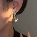Gold And Silver Stitching Two-tone Love Heart Earrings - electronic accessories
