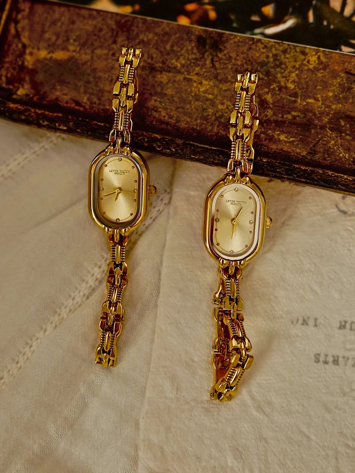 Gold Bracelet Ladies Watch Retro