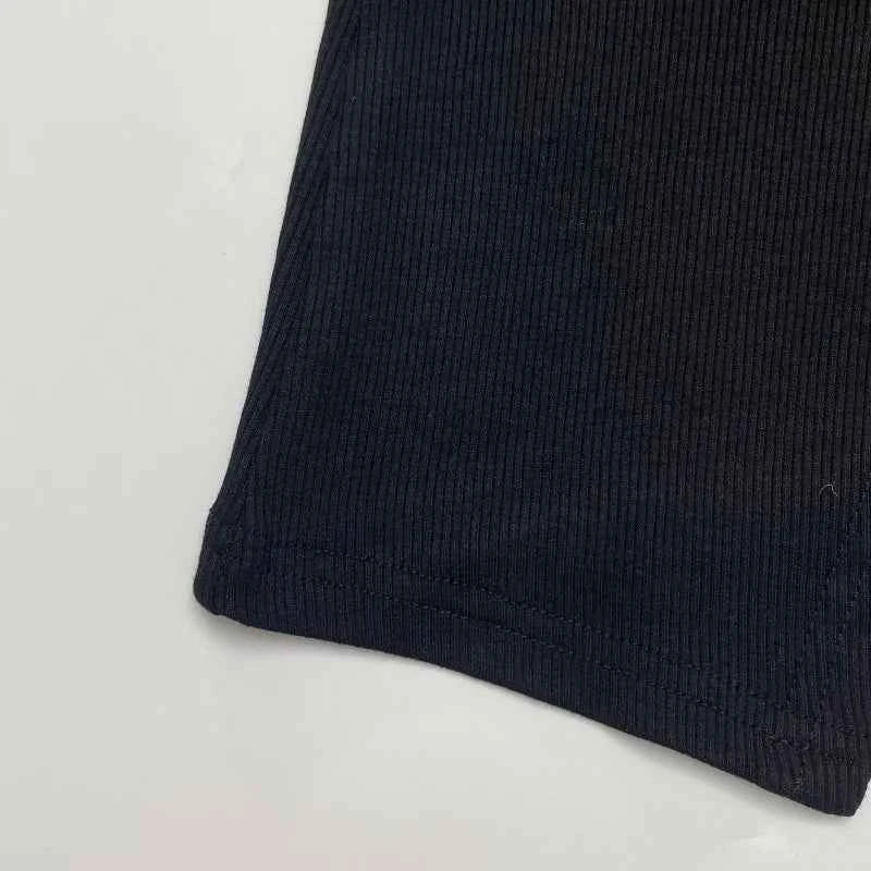 Gold Button Pullover Black Top for Women