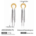 Gold Color Plated Stainless Steel Two Tone Moon tassel Earrings